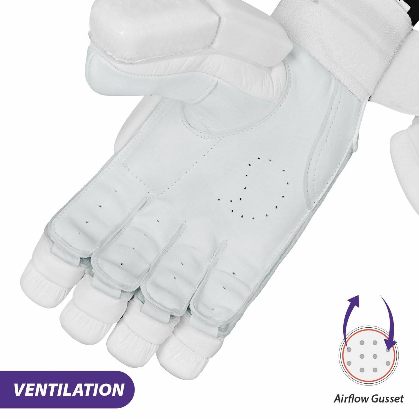 DSC Krunch 7.0 Men's Leather Right Hand Cricket Batting Gloves - Size Small (White Orange) - Swadesiicart