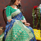 Lorenvalley Fashion Blue & Green Patola Silk Woven Design Meenakari Weaving Saree - Swadesiicart