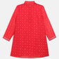 Ahalyaa Red Chnaderi Gold Khari Print Kids Kurta Churidar Set For Boys | Swadesiicart