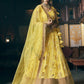 Wedding Designer Sequene Zari Resham Embroidery Yellow Net Lahengha Choli - Anbazaar | Swadesiicart