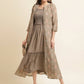 Brown Cotton Solid Flared Dress with Printed Shrug - Yukti