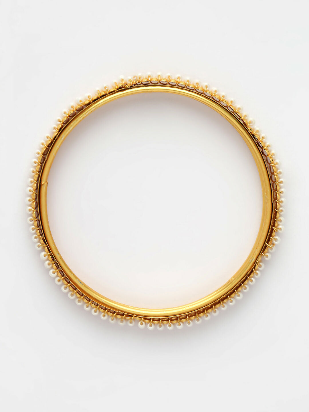 NVR Women's Set of 4 Gold-Polished Pearl Handcrafted Traditional Bangles - Swadesiicart