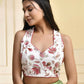 Amodini Designer Studio Floral White Halter Neck Sequined Blouse