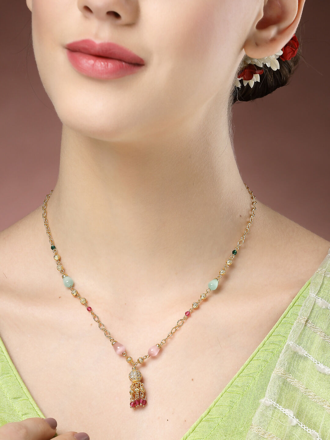 NVR Women's Multicolor Gold-Polished Minimal Chain - Swadesiicart
