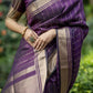 Vishnu Weaves Women's Wine Raw Silk Saree with Blouse - Swadesiicart