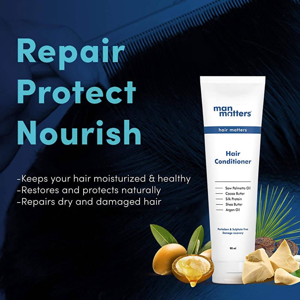 Man Matters Hair Conditioner For Men With Silk protein, Shea butter, Argan Oil, Cocoa Butter, & Saw Palmetto Oil. - Limited Time Offer - Swadesiicart
