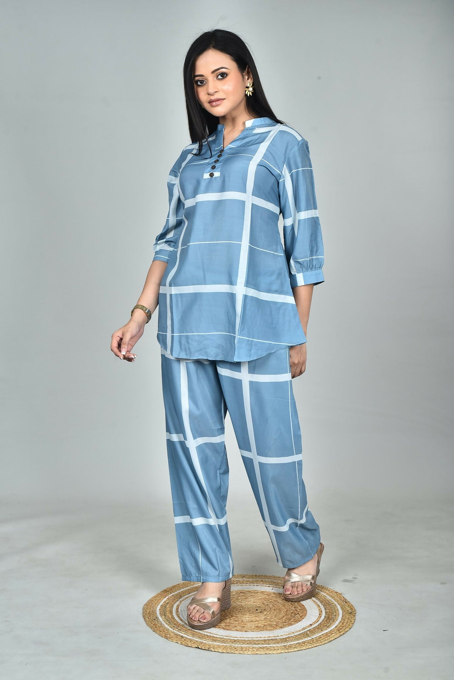 Morchari Digital Print Semi Muslin Co-Ord Set Top & Trouser-Multicolor - Swadesiicart