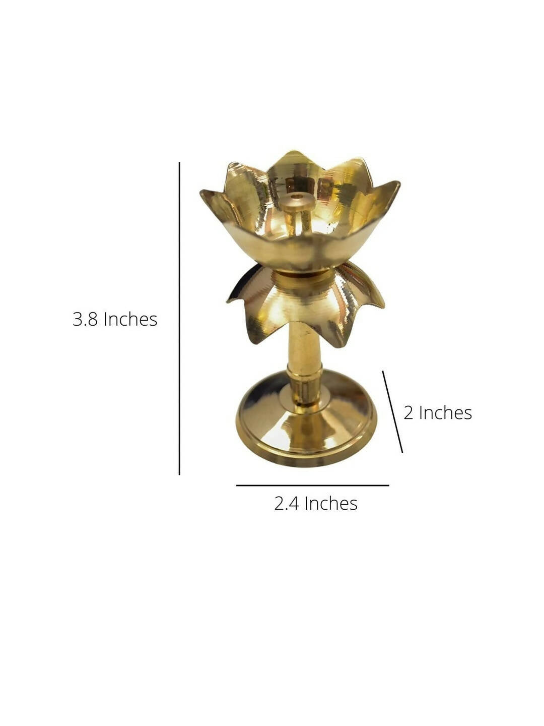 Craftvatika Gold Tone Brass Lotus Shape Pillar Diya Oil Lamp | Swadesiicart