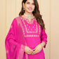 Pink Viscose Chanderi Embroidered Stitched Suit With Dupatta - Tanisha | Swadesiicart
