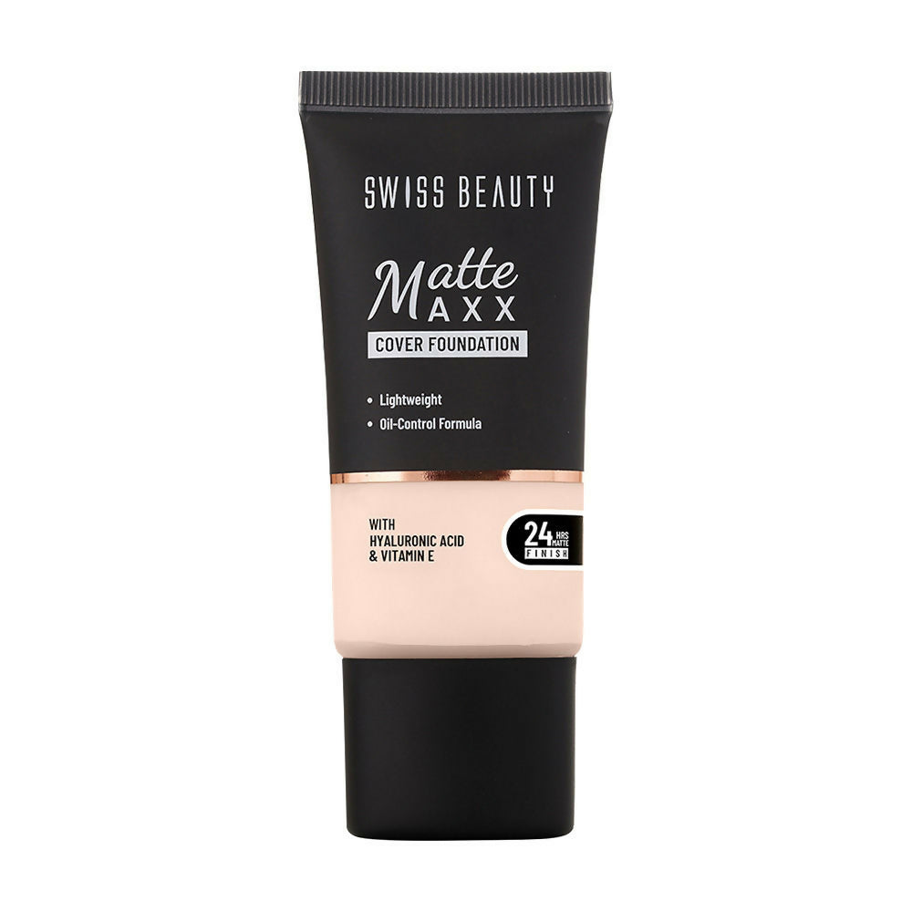Swiss Beauty Matte Maxx Cover Foundation with Hyaluronic Acid & Vitamin E - 1 Fair Warm | Swadesiicart