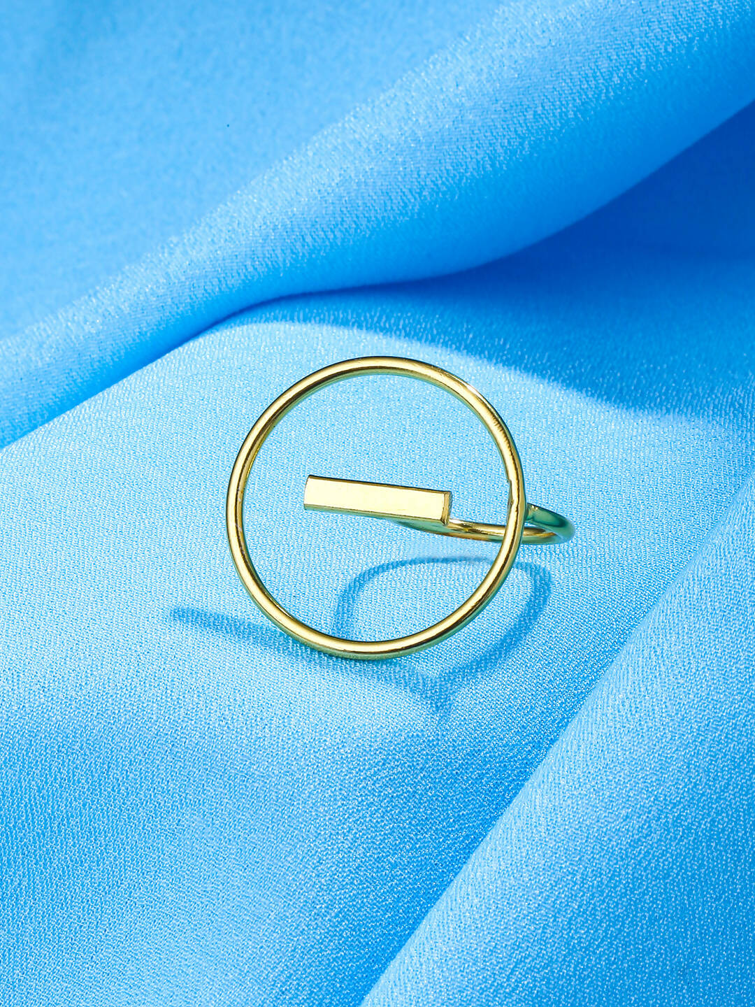 NVR Women Gold-Polished Adjustable Finger Ring | Swadesiicart