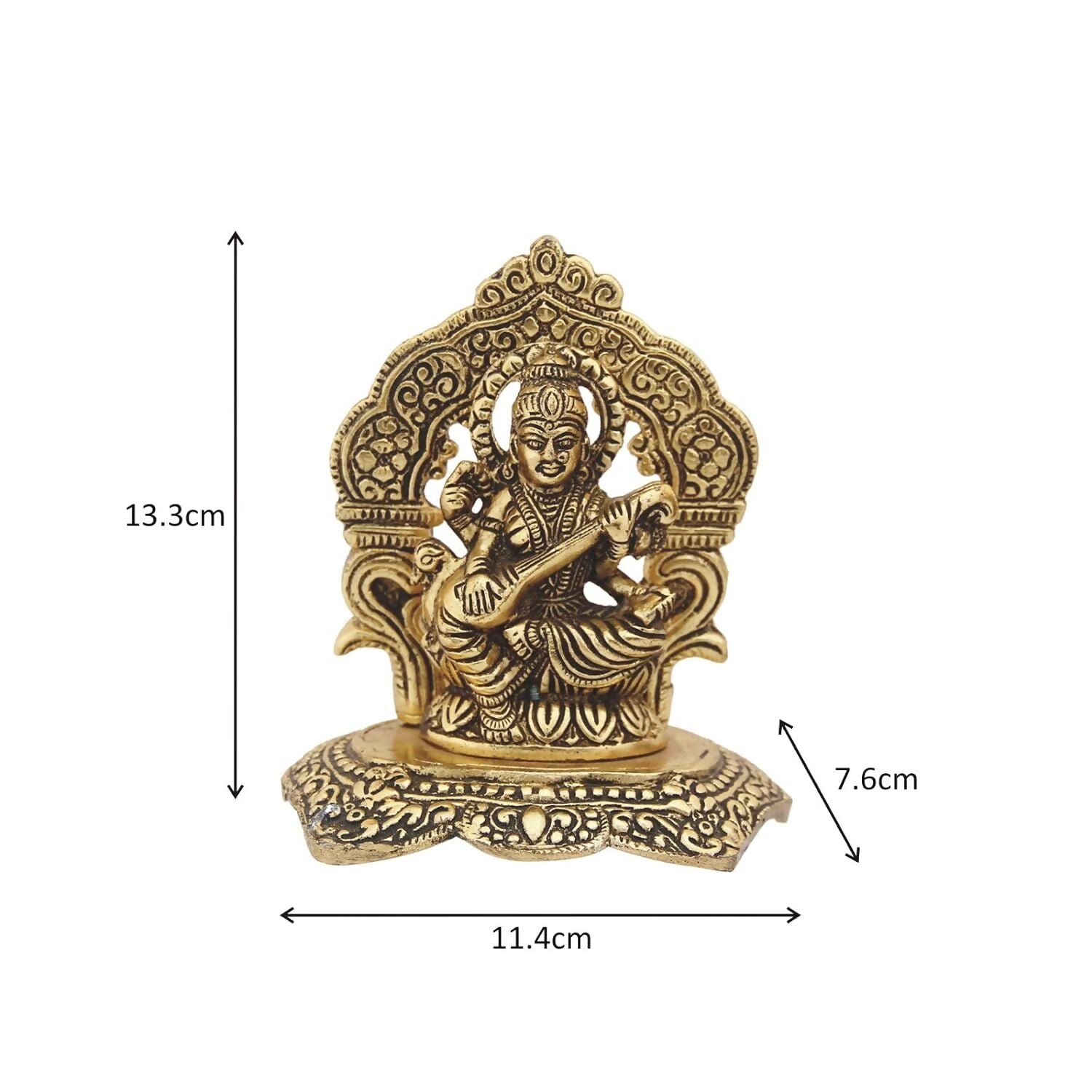 Handicrafts Paradise Metal Goddess Saraswati Idol - Swadesiicart
