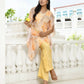 Vaasva Women's Lemon Georgette Marble Print Kaftan Pant Set | Swadesiicart