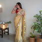 Vamsee Damini Yellow Gold Tebi Silk Saree - Swadesiicart