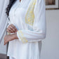 Zibaa Ivory & Yellow Muslin Short Chikankari Kurti - Swadesiicart