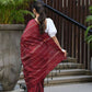 Beatitude Maroon Khadi Ghicha Stripes Saree