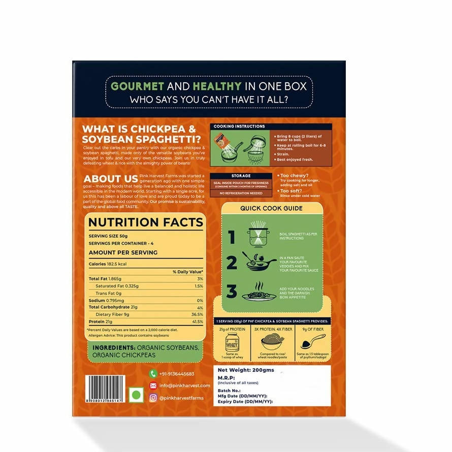 Pink Harvest Organic 100% Chickpea & Soybean Spaghetti Noodles - Swadesiicart