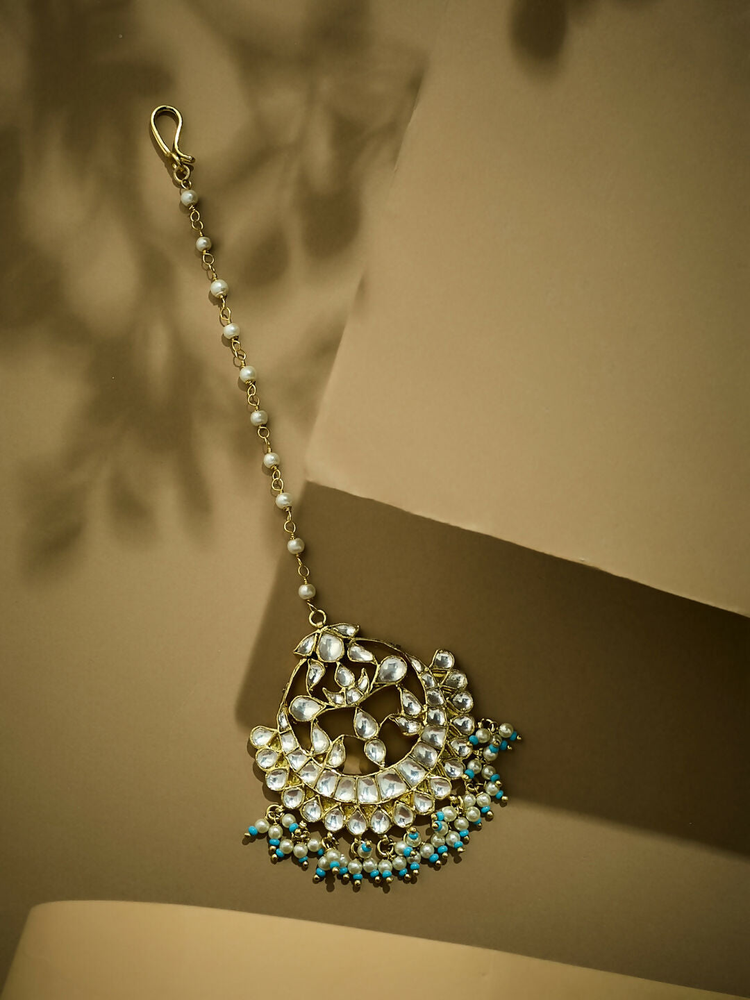 Nuyug 22k Gold Plated Crescent Maang Tikka | Swadesiicart