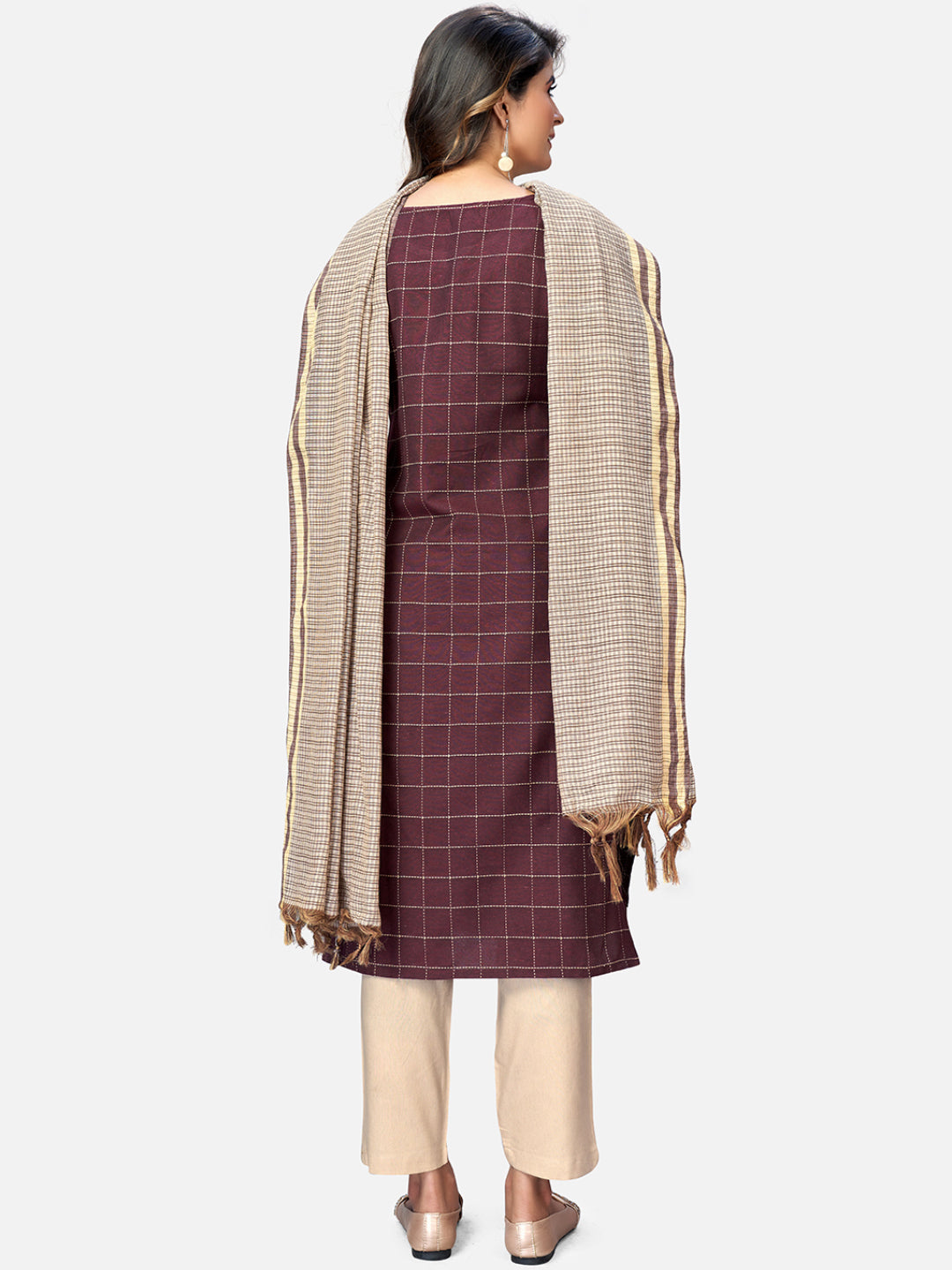 NOZ2TOZ Women Purple Cotton Kurta With Pant & Dupatta (3Pcs Set) - Swadesiicart