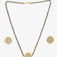 Gold-Polished Black Kundan Beaded Mangalsutra With Studs - Ruby Raang - Swadesiicart