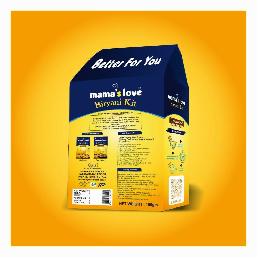 Mama's love Biryani Kit Hyderabadi - Authentic Recipe - Swadesiicart