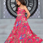 Aayaa Designer Printed Chinon Crochet Sequance Pink Kids Lehenga Choli - Pink
