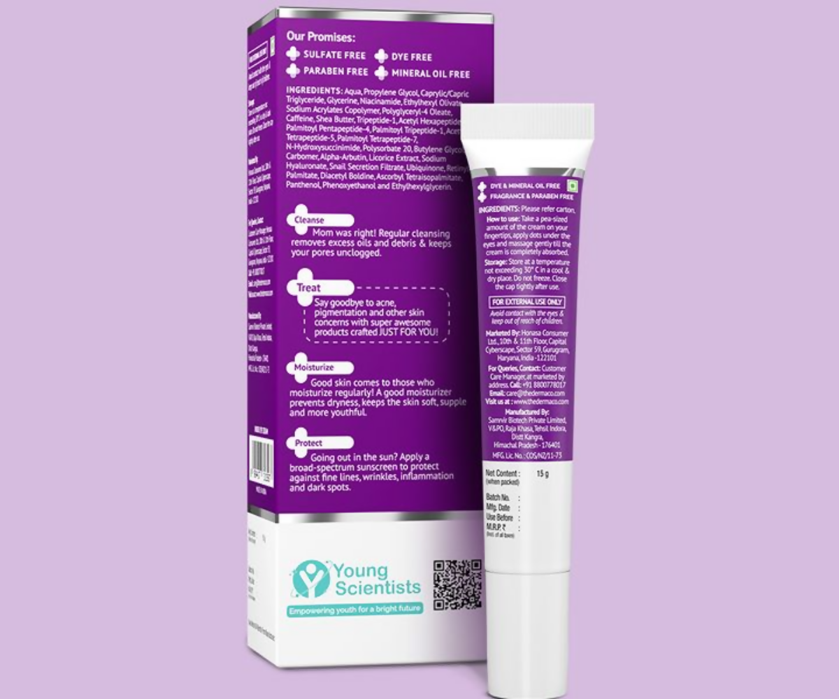 The Derma Co Snail Peptide 96 Under Eye Repair Cream With Snail Mucin & Peptide Complex For Dark Circles & Puffiness - Swadesiicart
