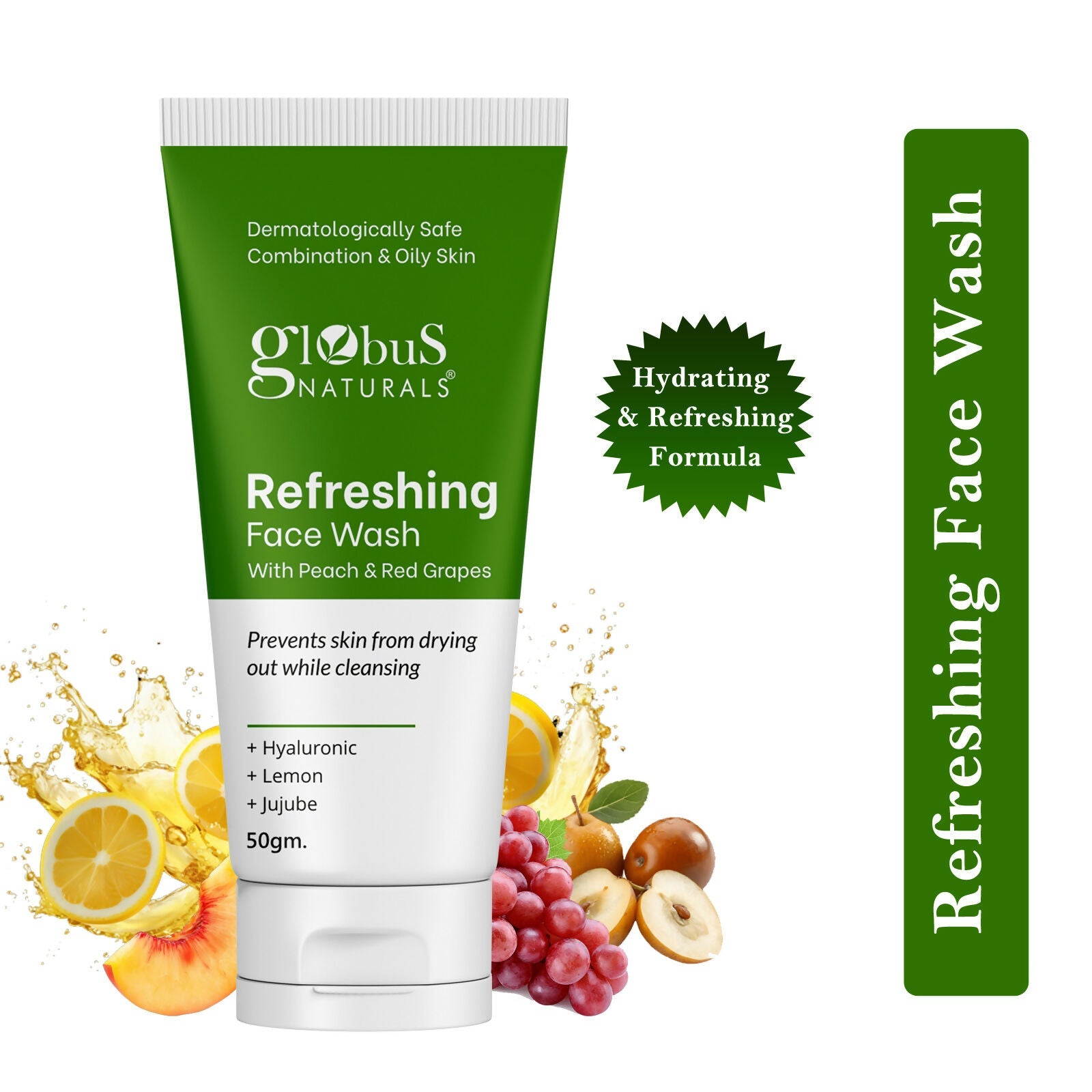 Globus Naturals Refreshing Face Wash with Peach & Red Grapes | Swadesiicart