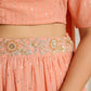 Janasya Peach Georgette Foil Print Lehenga Choli Dupatta | Swadesiicart