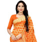 Vamika Orange Weaving Banarasi Jacquard Saree | Swadesiicart