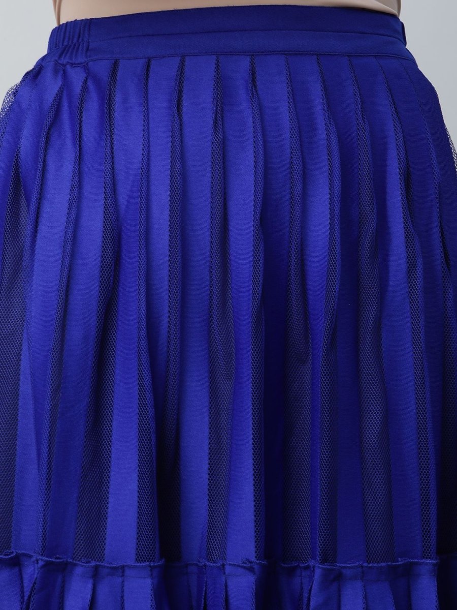 Ahalyaa Women Stunning Blue Crepe Printed Top with Skirt | Swadesiicart