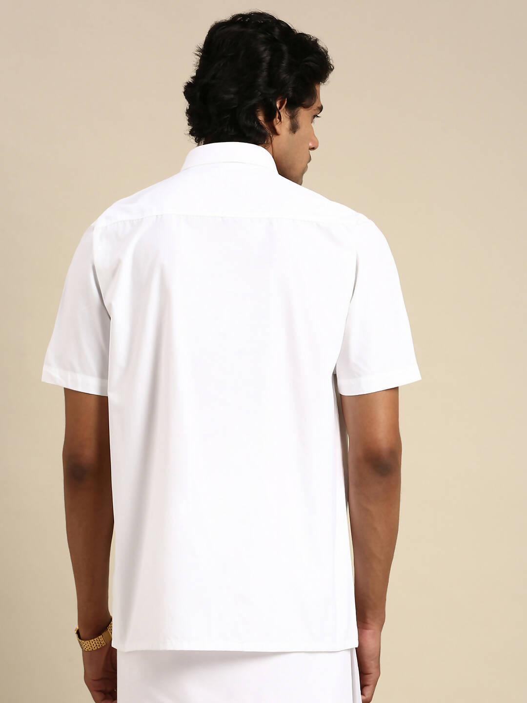 Ramraj Cotton Mens Half Sleeve Formal 100 % Cotton White Shirt | Swadesiicart