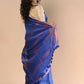 Very Much Indian Handloom Cotton Silk Maheshwari Saree With Sleek Golden Border - Purple Blue | Swadesiicart