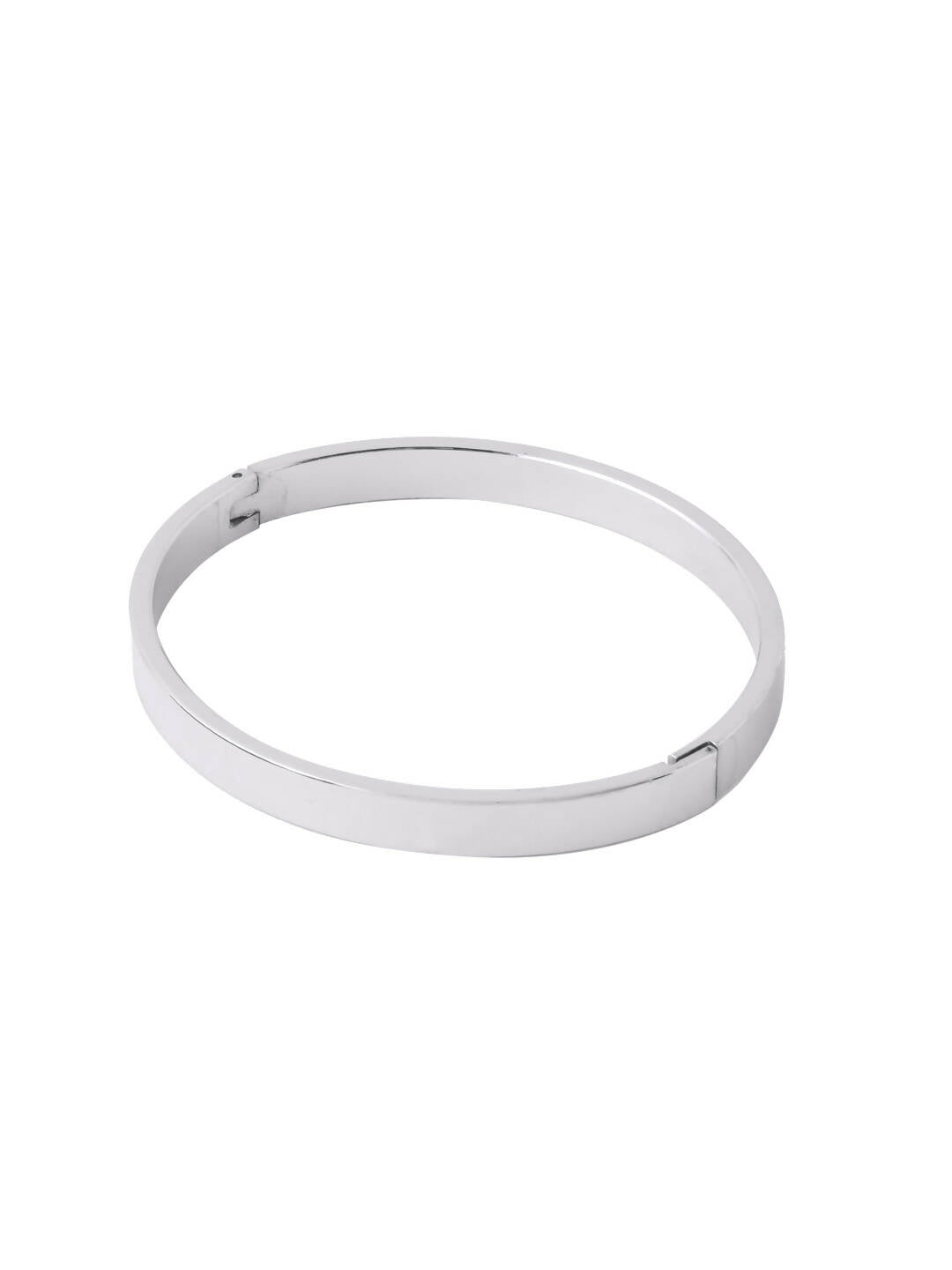 NVR Men's Silver Metal Interlock Kada Bracelet - Swadesiicart
