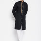 Even Apparels Black Linen Men's Sherwani Kurta With Decorative Placket | Swadesiicart