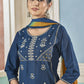 Jyoti Fashion Women's Morpich Pure Viscose Weaving Stripe with Embroidery Kurta Set | Swadesiicart
