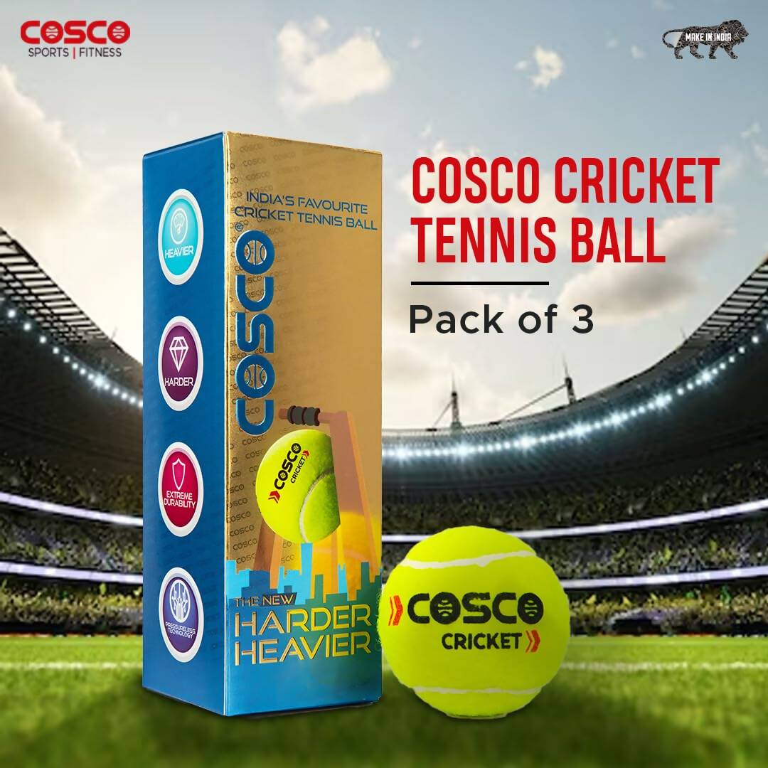 Cosco Light Cricket Tennis Balls (Pack of 3) - Swadesiicart