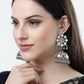 NVR Women Silver Mirror Oxidised Brass-Plated Jhumka Earrings | Swadesiicart