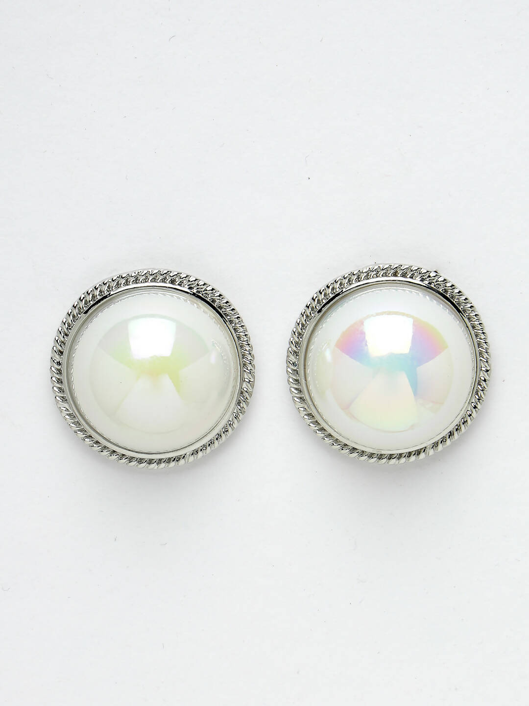 NVR Women's Silver Plated Circular Stud Earrings | Swadesiicart