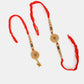 NVR Women & Men Set of 2 Gold-Toned Stone-Studded & Beaded Bhaiya Bhabi Rakhi With Roli Chawal | Swadesiicart