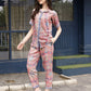 Pink Rayon Floral Printed Top with Matching Bottom - Eesha - Swadesiicart
