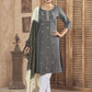 Jyoti Fashion Women's Grey Pure Viscose Weaving Stripe with Embroidery Kurta Set | Swadesiicart