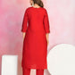 Ethnic Festive Wear Viscose Chanderi Red Stitched Suit With Dupatta - Tanisha | Swadesiicart