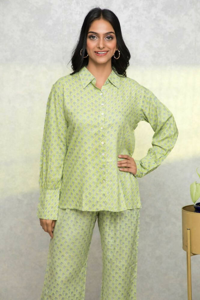 Myshka Women Green Printed Co-Ords - Swadesiicart