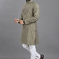 Anaita Grey Weaving Linen Cotton Straight Kurta