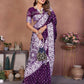Aastha Fashion Purple Viscose Silk Handmade Original Bandhej Saree