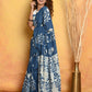 Very Much Indian Handblock Printed Cotton Saree With Natural Dyes - Cerulean Blue | Swadesiicart