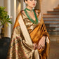 Vishnu Weaves Women's Yellow Soft Tussar Silk Printed Saree with Blouse - Swadesiicart
