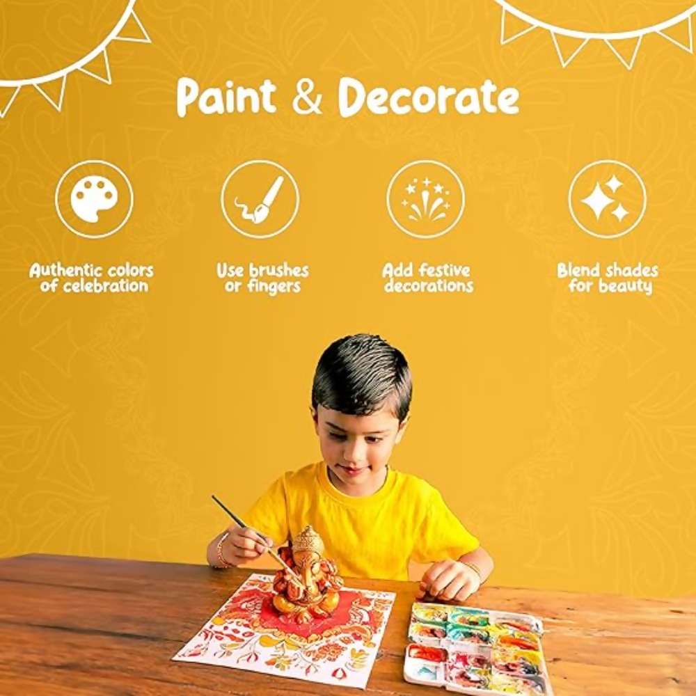 Meetakriti DIY Plantable Ganesha Idol Making Kit | Eco-Friendly 6-Inch Ganpati - Swadesiicart