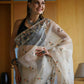 Vamsee White Organza Saree - Swadesiicart